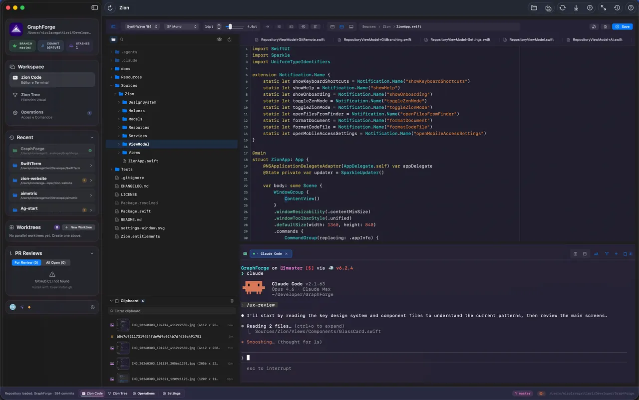 Zion Code — Your AI agents build. You review.