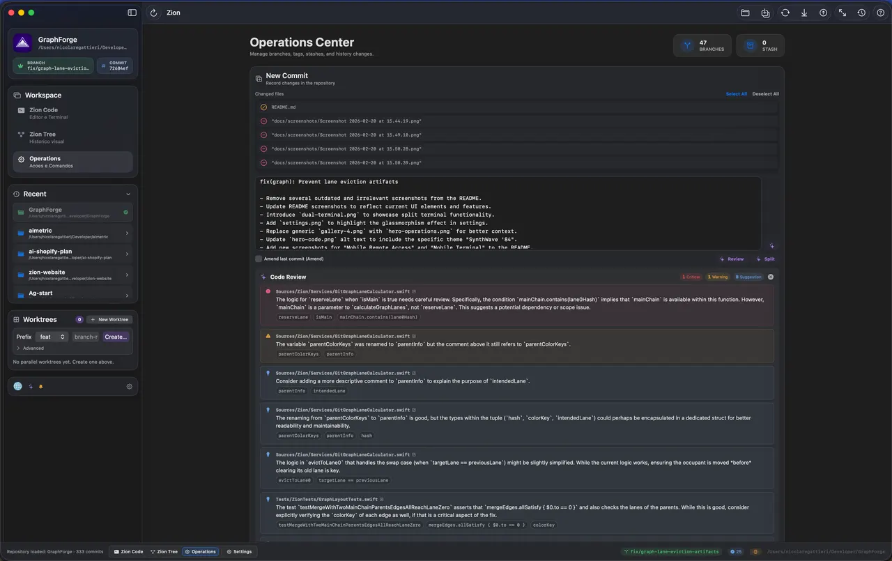 Operations Center — Every Git operation, visual